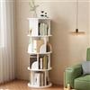 Nisorpa - Libreria Rotonda Girevole A 5 Piani In Legno MDF - 46 Cm Diametro - Portata 25 Kg - Con Ruote Frenate
