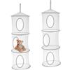 HMCEY 2 Pezzi Porta Peluche da Appendere Grigio,Rete Portaoggetti da Appendere,Organizer Armadietto Spogliatoio,Borsa Appesa Bagno con 3 Livelli,Tasche Portaoggetti da Parete per Camera da Letto