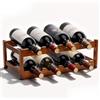 Fentar Portabottiglie di Vino, Cantinetta Vino 8 Bottiglie in Bambù Naturale, 2 Livelli Vintage Espositore Porta Vino da Terra per Cucina, Bar, Cantina, 43x23,5x15 cm