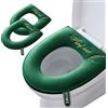 LUKDUNG 2 coprisedili per WC, caldi, per WC, con chiusura lampo, universali, con maniglia, lavabili, colore verde, 2 pezzi