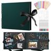 DazSpirit Album fotografico per scrapbooking, 80 pagine nere, album fotografico personalizzabile, 28 X 20.5cm, album fotografico fai da te per bambini, con 12 pennarelli metallici, per famiglia, libro dei