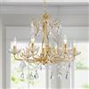 WUZUPS Lampadario a candela in cristallo moderno da incasso per camera da letto, corridoio, bar, cucina, bagno, H 55 x l 57 cm, dorato, base E14