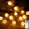 Liyade Catena luminosa con sfere di cristallo, 2M 20 LED, catena luminosa a sfere di cristallo a batteria con timer, sfere crepitanti per decorazioni interne per Natale, matrimonio, camera da letto