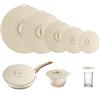 Dilireba 5 Pezzi Coperchi in Silicone, Coperchi Universali in Silicone, Coperchi A Ventosa, Per Ciotole, Tazze, Padelle e Forni a Microonde (Beige)