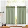 Vangao - Tendine a strisce, stile moderno, per cucina, in lino, colore verde, stile rustico, tende corte da bistrò, set da 2 pezzi, 65 cm x 60 cm (larghezza x altezza), con asta, per soggiorno e