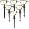 GOLUMUP Luci Solari da Giardino con Sensore di Movimento, Lampade Solari da Esterno 6 Pezzi, 4 Modalità di Lavoro, IP67, Installazione a Parete o a Terra per Cortile e Garage - Bianco Caldo