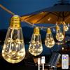 HeiPard Corda Luminosa Esterna a Energia Solare con 7,5 M&16 LED Stile S17, 8 Modalità USB-C Impermeabile per Esterni Luce Calda, IP45, Decorazione Vintage per Giardino, Balcone, Matrimoni, Feste