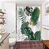 Uiiooazy Tenda Doccia Antimuffa, Tenda da Doccia 150x200cm Verde Acquerello Boho Style Tropicale Foglie di Palma Tende da Bagno Tessuto Lavabile Impermeabile Tende per Vasca da Bagno con 10 Anelli