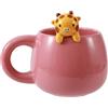 I-TOTAL® - Tazza in Ceramica con animaletto in ceramica sul bordo, tazza per tè o caffè 450 ml (GIRAFFE)