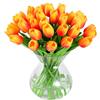 JUSTOYOU Mazzo da 20 tulipani artificiali in lattice dall'effetto realistico, fiori finti da bouquet per matrimonio, casa, giardino, decorazioni, arancione