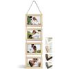 NEOWS Set Cornici Foto Multiple da Parete con Corda - Portafoto Multiplo Decorativo con Cornici in Legno - Collage Foto da Appendere al Muro- Cornici 10x15 cm (Rovere Naturale, 4 Foto Orizzontale)