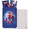 BrandMac Marvel Spidey & Friends - Set copripiumino e federa, 60 x 65 cm, 100% cotone, morbido e traspirante, per bambini, motivo: Spidey & His