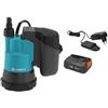 GARDENA Pompa sommersa a batteria per acqua pulita 2000/2 18V P4A con batteria ricaricabile