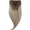 Rapunzel of Sweden Classic Clip-ins Straight / Medium Volume / 7 pieces Dark Ashy Blonde Balayage B2.6/10.7 50 cm Extension per capelli 110 g