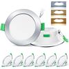ALUSSO Downlight LED Dimmerabili 7W Slim Faretti da incasso a soffitto IP44 per cucina bagno, 3000K caldo 4000K neutro 5700K freddo regolabile, ritaglio 67mm-75mm, rotondo cromato, confezione da 6