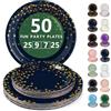 Nkaiso 50 Pezzi Navy Blu Oro Piatti di Carta, 25 x 23cm & 25 x 18cm Piatti Monouso, Stoviglie per Feste usa e Getta Eleganti per Compleanno, Nuziale Doccia, Fidanzamento, Matrimoni