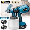 Gisam Gisha 1000ML Pistola a spruzzo elettrica Home Cordless Spruzzatore di vernice HVLP Auto Mobili Rivestimento in acciaio Aerografo per Makita 18V Batteria Pi