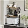 SoBuy KCR08-PF Mensola porta microonde Mensola da cucina con 2 ripiani e 2 portabottiglie Mini scaffale Design industriale
