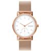 Skagen Orologio Kuppel per donna, movimento al quarzo a tre lancette con cinturino in acciaio inossidabile, tessuto o pelle, 32 mm, Tono oro rosa e bianco