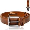 BLAINDERS - Cintura Portasoldi Nascosta per Viaggio, Cintura in Pelle con Portafoglio Interno per Uomo e Donna, Adatto a Tutte le Cinture. Moschettone in Pelle incluso di 0. (Marrone)