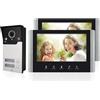 AOAMZ Videocitofono Cablato A 2 Unità Campanello, Videocitofono Collegato A 4 Fili Dotato Di Schermo LCD TFT 7 Telecamera Di Visione Notturna Impermeabile Sbloccando Monitor Video Audio Bidirezionale
