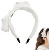 Guqqeuc Fasce per capelli con fiocco bianco con nodo superiore per donne Bowknot Bowknot Fascia per capelli da donna Fiocco per capelli bianco Fascia per capelli per compleanno Natale Fascia per capelli con