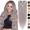 Silk-co Extension Capelli Veri Clip 8 Fasce #Grigio Remy Human Hair Extension 30 cm (55 g) Capelli Umani Brasiliani Full Head
