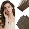 MY-LADY 10pz Extension Capelli Veri Biadesivo Invisibile, 5pz Injection & 5pz Classico 25cm Extension Biadesive Capelli Veri #02 Marrone Scuro Tape in Hair Extensions Naturel Lisci 20g