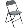 DRW Sedia Pieghevole in Metallo e Tessuto, Grigio e Nero, Medidas: 44x47x80 cm