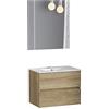 Baikal, Set da bagno Natura. Mobile da bagno con fondo ridotto, con lavabo in ceramica. Distribuzione a due cassetti. Mobile montato. Due cassetti con specchio. Profondità 36 cm 60 cm Nature