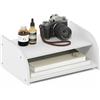 Furinno CLASSIC Organizzatori e Accessori da Scrivania, Rialzo Monitor a 2 Livelli, Organizzazione da Ufficio, Mensola Libreria, Accessori da Scrivania per Ufficio, Bianco