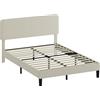 HOMCOM Struttura Letto 140x200 cm con Testiera Imbottita Regolabile in Altezza e Doghe, Velluto a Coste, Grigio | Aosom Italy