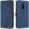 OKZone Cover per Xiaomi Pocophone F1, Custodia in PU Pelle per Xiaomi Pocophone F1, Custodia a Libro Protettiva Folio Portafoglio con Chiusura Magnetica e Slot per Carte Wallet Case Cover (Blu)