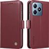 XINNI Cover per Realme C61/Realme C63 Custodia, Semplice Cellulare Libro Antiurto Flip Pelle PU/TPU Magnetica Case, VinoRosso
