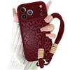 Coalbooliy Cover con Cordino per iPhone 18 Pro/17 Pro 6,3'', Silicone Morbido Custodia Aesthetic Leopardo Rosso Automne Mädchen Modello Disegni Collana Protezione Fotocamera Protettiva Case, 02