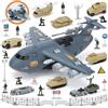 XDUOYJOY Giocattolo militare a forma di aeroplano, giocattolo da combattimento con 8 veicoli, kit da uomo dell'esercito, camion, aeroplani, elicottero, auto, regalo di compleanno per ragazzi dai 4 ai