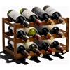 Fentar Portabottiglie di Vino, Cantinetta Vino 12 Bottiglie in Bambù Naturale, 3 Livelli Vintage Espositore Porta Vino da Terra per Cucina, Bar, Cantina, 43x23,5x25 cm