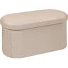 Bonlife Panca con vano portaoggetti, pouf pieghevole, scatola portaoggetti, poggiapiedi, con fiori, per ingresso, soggiorno e camera da letto (Beige, 76 cm)