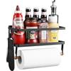 ZITRONE Portaspezie magnetico per frigorifero con ripiano porta asciugamani di carta 2 in 1 pieghevole e resistente mensola magnetica organizer per frigorifero - salvaspazio per piccoli appartamenti in cucina