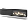 Skraut Home | Mobile TV Soggiorno | Ampio spazio a disposizione | 210 | Per TV fino a 80 | Camino elettrico XXL | Sospeso, da appendere | Stile moderno | Nero