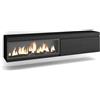 Skraut Home | Mobile TV Soggiorno | Ampio spazio a disposizione | 210 | Per TV fino a 80 | Camino elettrico XXL | Sospeso, da appendere | Stile moderno | Nero