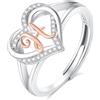 INFUSEU Anello Iniziali, Argento Sterling 925 Cuore H Lettera Anelli Aperti Cuore Forma Nome Iniziale Alfabeto Dalla A-z Gioielli Personalizzati Regolabili Alfabetici Regali per Donne Ragazze