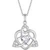 FJ Collana Nodo Celtico in Argento Sterling 925 Collane con Ciondolo Irlandesi Cuore con Aprile Pietre Portafortuna Zirconia Cubica Gioielli Regalo per Donna