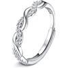 JeweBella Anelli Donna Argento 925 con Zirconia Cubica Anelli Regolabili Donna Anello Corda Contorta Eternità Anello Fidanzamento Fedine Anelli Matrimonio Anelli Promessa Regalo di Anniversario