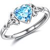 JeweBella Anello in Argento 925 Regolabile con Cuore e Pietra di Nascita - Fedine Nuziali per Fidanzamento, Matrimonio e Promessa - Regalo di Anniversario con Confezione