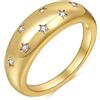 GOLDENCAT Anello Daila White Anello Oro con Zirconi Bianchi Anello con Pietre Bianche Anello in Ottone con Zircone Bianche Regalo Donna Zircone Ottone Bagno Oro 18k, 7, Ottone,Pietre