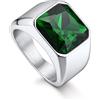 Bandmax Anello Uomo Donna in Acciaio Inossidabile, Anello Argento Uomo con Pietra Smeraldo, Anello Misura 32.5 Circonferenza 72.3mm, Confezione Regalo
