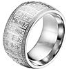 PAURO Uomo Acciaio Inossidabile 11mm Retro Otto Curses Mantra Anello con Amuleto con Sigillo Inciso Argento Dimensione 22
