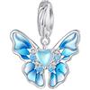 wenyin Charms alle farfalle blu 925 sterline fascino d'argento Adatta la ragazza del braccialetto di Pandora Jewelry fa regali per le donne (Pendant alla farfalla cardiaca)