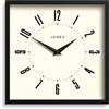 Jones Clocks® Box Orologio a parete | Orologio quadrato retrò | 25cm | Nero | Numeri facili da leggere | Orologio perfetto per cucina o da ufficio